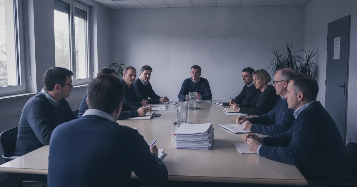 Élus du personnel et représentant de la direction réunis autour d'une table dans une salle de réunion d'entreprise